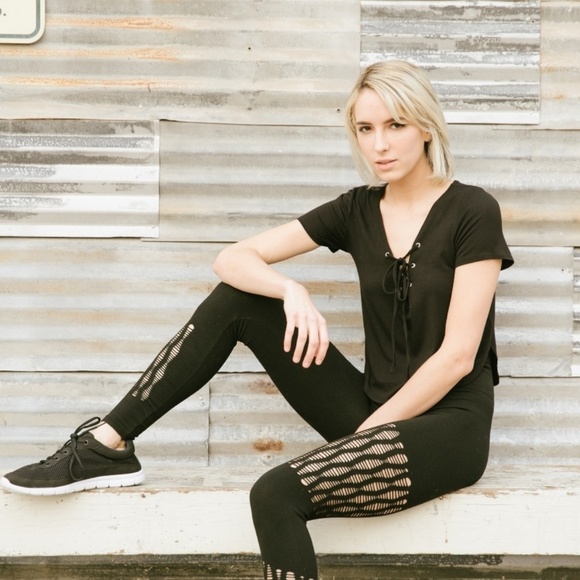 Black High Waisted Yoga Pants - Picture 4 of 5